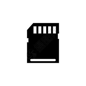 闪存卡微型 SD 存储 平面矢量图标说明 白色背景上的简单黑色符号 用于 web 和移动 UI 元素的闪存存储标志设计模板背景图片