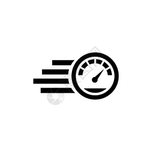 快速车速表高速 平面矢量图标说明 白色背景上的简单黑色符号 用于 web 和移动 UI 元素的快速速度计高速标志设计模板图片