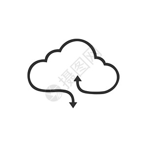 下载和上传云线图标 用于移动概念和网页设计的线性风格标志 带有向下和向上箭头轮廓矢量图标的云存储 图数据电脑服务器技术插图贮存标图片