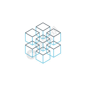 等距标志设计立方体或块集 具有三维效果的数学对象 在白色背景上孤立的股票矢量图长方体蓝色建筑学插图魔法歧义标识逻辑洞察力六边形图片