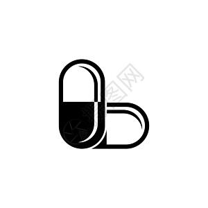 药丸胶囊药物止痛药 平面矢量图标说明 白色背景上的简单黑色符号 用于 web 和移动 UI 元素的药丸胶囊药物药物标志设计模板图片