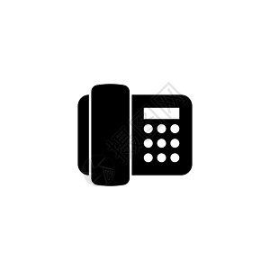电子电话电话传真机 平面矢量图标说明 白色背景上的简单黑色符号 用于 web 和移动 UI 元素的数字电话电话传真设计模板图片