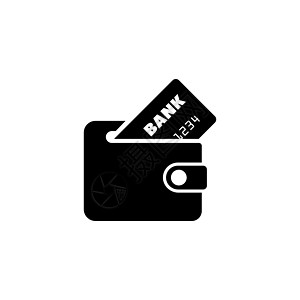 里面有信用卡的皮革钱包 平面矢量图标说明 白色背景上的简单黑色符号 用于 web 和移动 UI 元素的皮革钱包和信用卡内部标志设图片