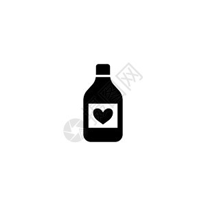 护心药瓶糖浆 平面矢量图标说明 白色背景上的简单黑色符号 用于 web 和移动 UI 元素的心脏保护药瓶标志设计模板图片