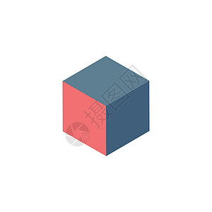 简单的立方体等距标志 concept3在白色背景上隔离的矢量图解图片