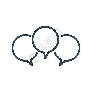 三个空白的线性聊天语音消息气泡 论坛图标 沟通理念 在白色背景上孤立的种群矢量图图片