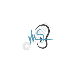 耳朵标志图标平面设计模板黑色波浪诊所商业标识噪音网络身体技术援助图片