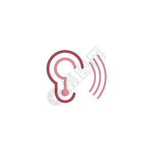 耳朵标志图标平面设计模板援助噪音商业洞察力绘画技术音乐波浪标识黑色图片