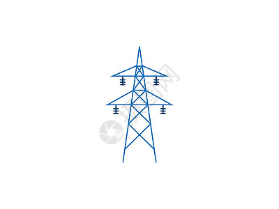 电塔电源图标 矢量插画平面设计电压电话机器插图电缆活力蓝色电气天空金属图片