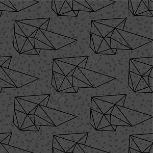几何无缝模式珠宝多边形水晶螺柱矿物黑色白色装饰品石头插图图片
