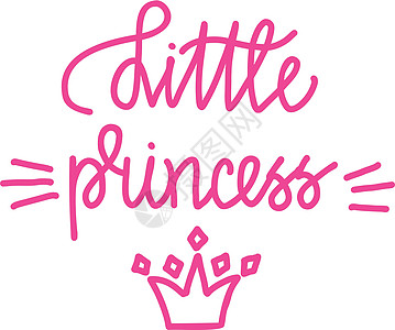 粉色 小公主小公主 孤立在白色背景上的手写字体  T 恤和更多 mor 上的的矢量插图设计图片