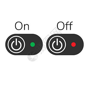ON OFF 按钮或带指示灯的开关 在白色背景上孤立的股票矢量图背景图片