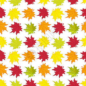 五颜六色的秋天枫叶无缝图案 用于包装纸壁纸图案填充网页背景等 插图织物墙纸树叶植物生态装饰包装纸绘画纺织品涂鸦图片