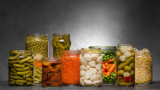 蔬菜泡菜 玻璃罐头和玻璃罐图片
