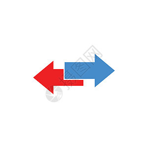 红色和蓝色的左右箭头图标 箭头符号 在白色背景上孤立的股票矢量图插图交换黑色网络技术反射传播运动绿色定位图片