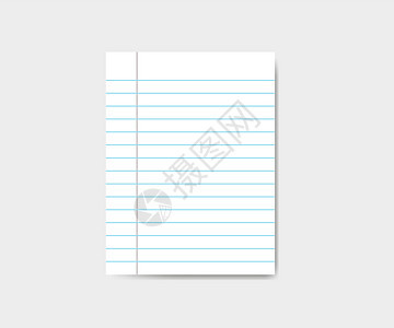 在灰色背景的纸页 矢量图学校笔记纸教育记事本角落蓝色阴影卡片作品笔记图片