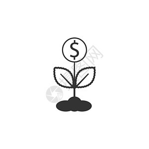 植物美元图标 矢量插画平面设计现金叶子硬币经济库存网络金融生长银行投资图片