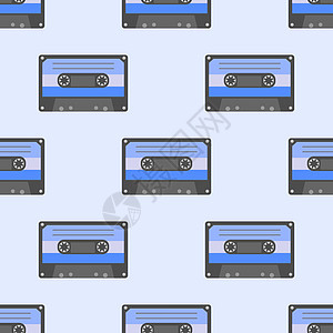 音乐符号 复古盒式磁带的无缝模式 摇滚音乐背景纹理音乐手绘涂鸦风格  EP图片