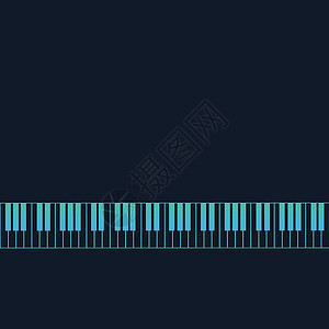 与钢琴键的抽象蓝色背景 准备放置自定义文本 股票矢量图图片