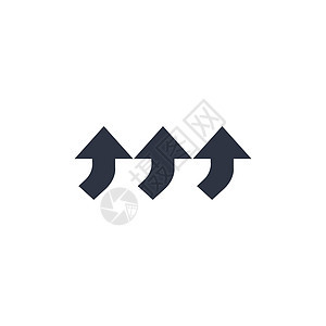 三个向上弯曲的箭头符号 在白色背景上孤立的股票矢量图图片