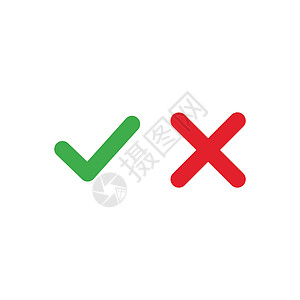 勾选和交叉图标 绿色复选标记 OK 和红色 X 图标圆形符号是和否按钮用于投票决定网络 正确和错误的符号 在白色背景上孤立的股票图片