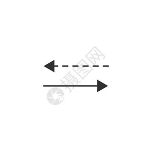方向两个相反的方向拉伸带阴影的箭头图标 返回箭头为虚线 显示可移动物体的移动或方向 可用于手册 演示文稿应用程序 它制作图案矢量图片