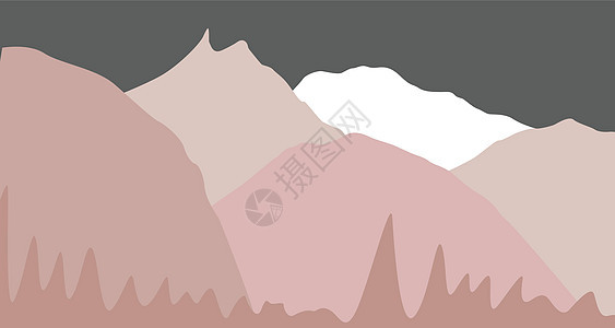 山地景观的矢量图解 雪冰顶和装饰隔离艺术季节风景爬坡旅游墙纸插图山脉岩石地平线图片
