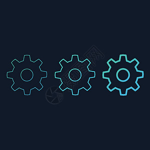 齿轮机制图标 轮廓齿轮图标 机制概念 在蓝色背景上孤立的股票矢量图力量机器传播运动商业机械工作进步金属团队图片