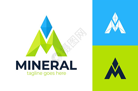 M 负空间矿物标志 平线钻石三角标志型号食物字体生态艺术品牌身份插图公司海浪字母图片