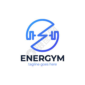 健身和健身房标志设计矢量 螺栓能量充电训练哑铃简单几何设计的符号标识向量运动男人商业运动员肌肉杠铃品牌身体活力插图图片