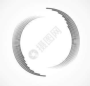 同心圆元素 黑白色环 声波单色图形的抽象矢量图线条白色几何学插图圆形螺旋技术黑色漩涡标识背景图片
