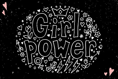 女孩力量语录和插图衬衫手绘女权卡片打印动机女性墨水收藏书法图片