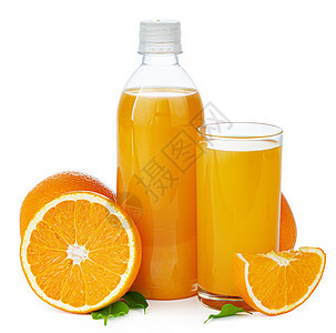 白上隔离的新鲜橙汁瓶水果橙子饮料果汁白色图片