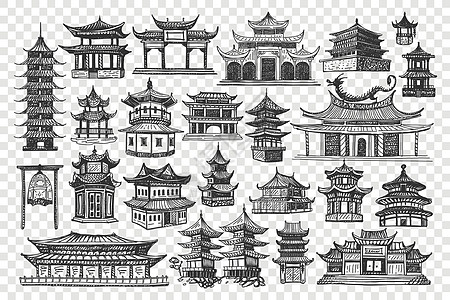 中国建筑手绘涂鸦 se草图文化团体地标收藏粉笔国家寺庙卡通片建筑学图片