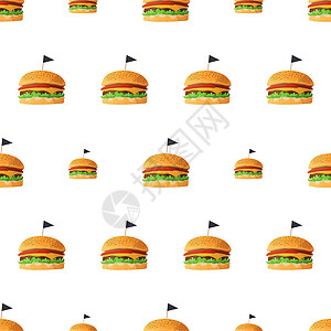 与汉堡的无缝模式 适用于背景明信片和包装纸 向量图片