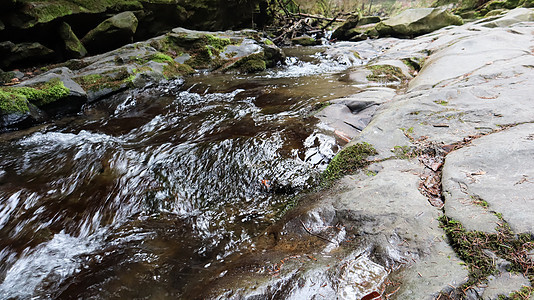 初秋和夏末森林中山区河流的景观 天然溪流中的水 美丽而轻松的森林与河流 山林深处的河流 自然构成石头旅行树木瀑布季节流动高山叶子图片