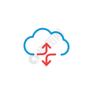 带有两个箭头的线性云数据同步图形设计图标 在白色背景上孤立的股票矢量图数据库贮存商业托管技术下载笔记本文件夹安全交换图片