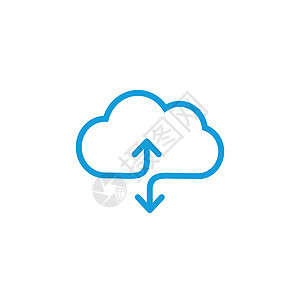 带有两个箭头的线性云数据同步图形设计图标 在白色背景上孤立的股票矢量图电脑安全数据库交换电话备份网络托管笔记本服务图片