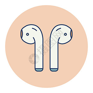 Airpods 无线耳机矢量 ico音乐技术插图耳塞电话配饰麦克风耳朵气垫白色图片