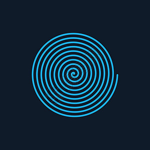 蓝色线性螺旋 阿基米德螺线 白色背景上的孤立插图 向量图片