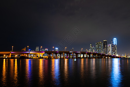 迈阿密城市之夜 美国佛罗里达州迈阿密市中心天线图片