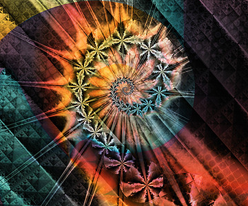 计算机生成抽象多彩分形 artwor装饰品几何学展示创造力图案推介会魔法形状装饰想像力图片