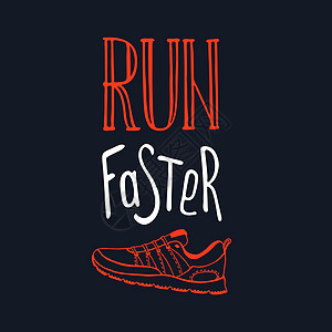 运行动机图 体育排版服饰海报运动赛跑者手绘标签锻炼刻字运动鞋速度图片