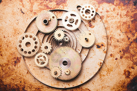 蒸汽朋克背景机器齿轮创造力插图引擎车轮技术机械金属时间图片