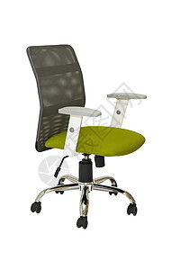 白色背面带灰色塑料的轮椅上绿色轻绿色办公椅子办公室座位扶手椅扶手商业淡绿色文员工作织物剪裁图片