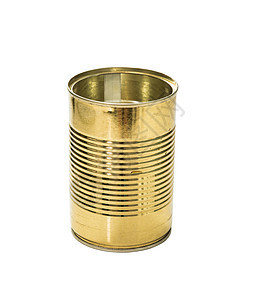 黄金空罐养护垃圾分类圆柱罐装肋骨回收包装背景垃圾空白图片