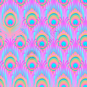 孔雀淡粉色无缝矢量模式 用于纺织品或包装纸的孔雀抽象羽毛平铺印刷 手绘复古线性绘图模式织物墙纸皂甙插图动物装饰眼睛风格情调艺术图片