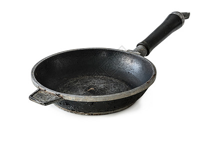白上孤立的平盘金属厨房油炸涂层黑色煎锅白色烹饪食物厨具图片