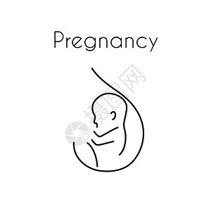 怀孕图标 医学基因学标志 产科符号 白色背景上的线性图标 韦克托图片