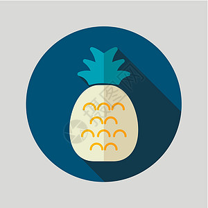 长阴影的菠萝平面图标果汁饮食凤梨营养水果食物插图图片